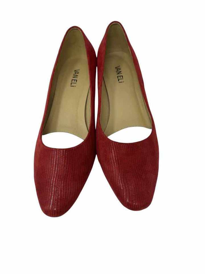 Shoe Size 9 VAN ELI Red Leather Pumps