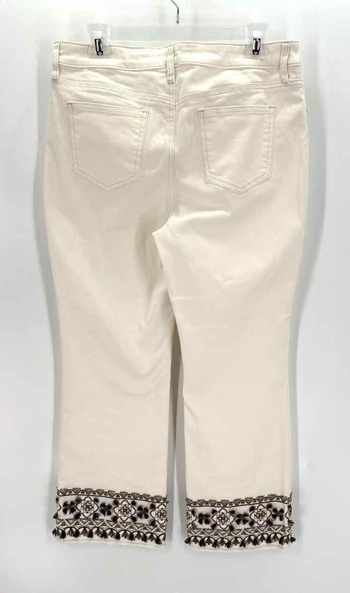 Size 10 Chico's Ivory Denim Beaded Jeans