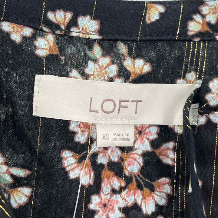 Size XS LOFT Black Print Shirt