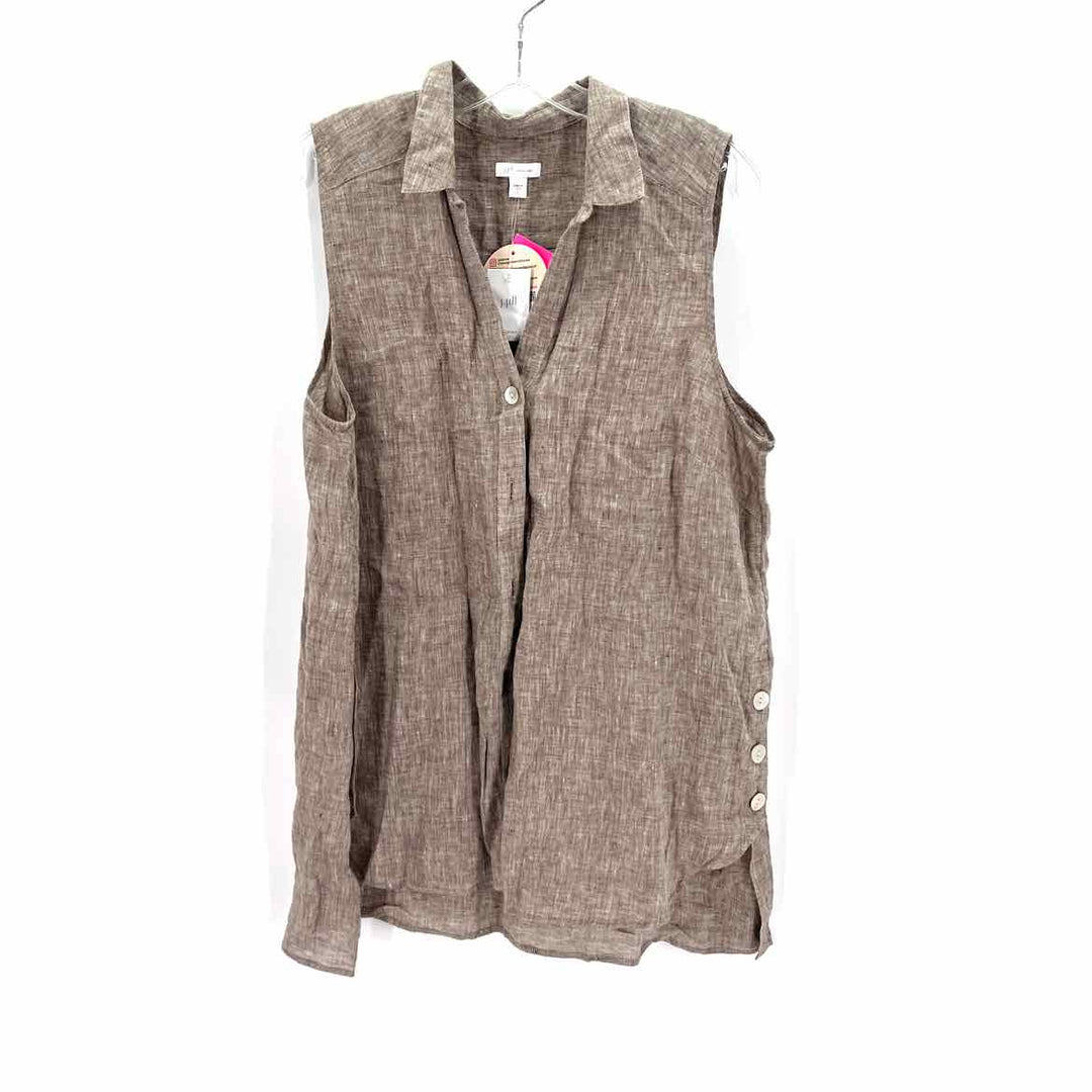 Size L J JILL Brown Linen Shirt
