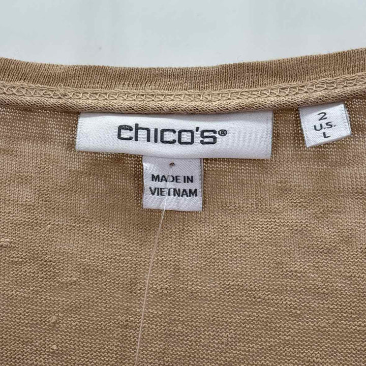 Size L Chico's Beige Linen Knit Shirt