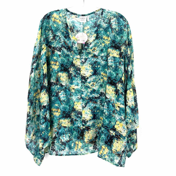 Size 1X Blue Print Shirt
