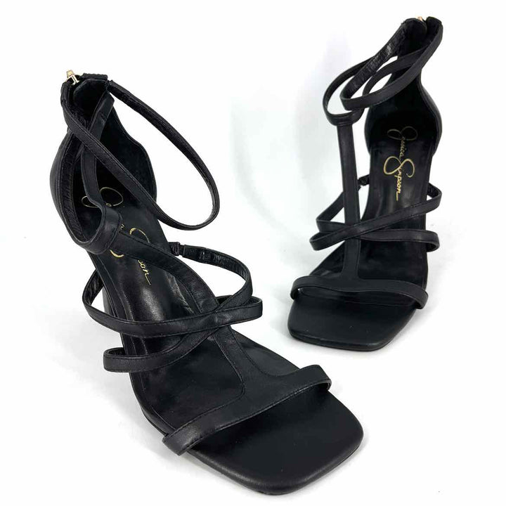 Shoe Size 9 Jessica Simpson Black Faux Leather Sandals