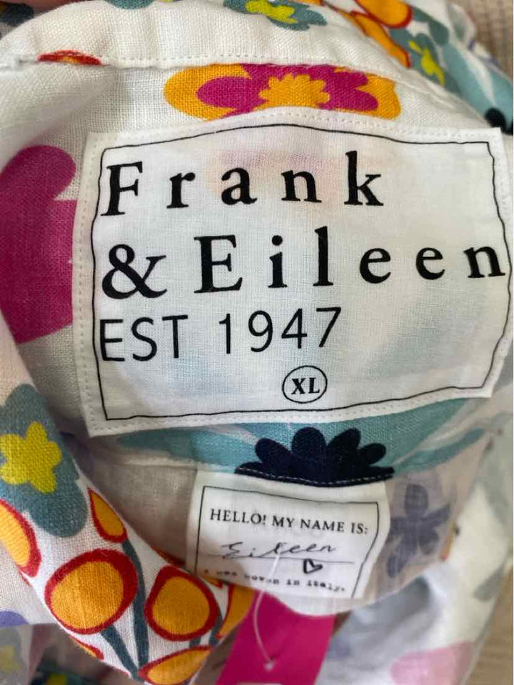 Size XL FRANK & EILEEN White Print Shirt