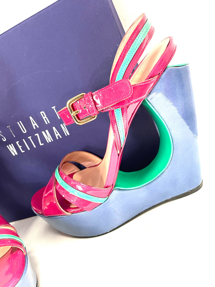Shoe Size 8.5 Stuart Weitzman Multi-Color PATENT Luxury - Sandals