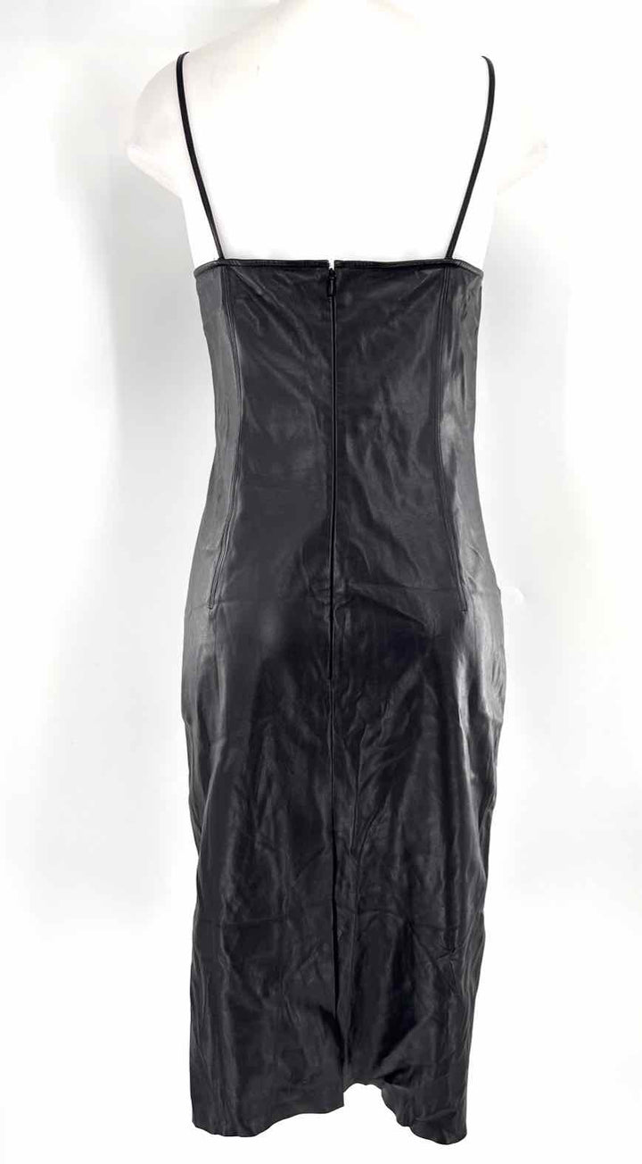 Size 6 THEORY Black Leather Dress