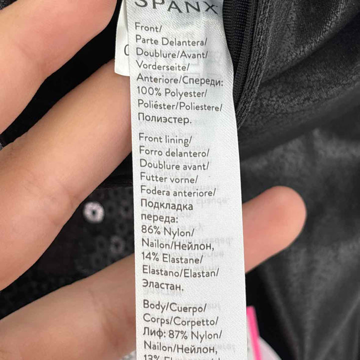 Size 2X SPANX Black Faux Leather Sequined Leggings