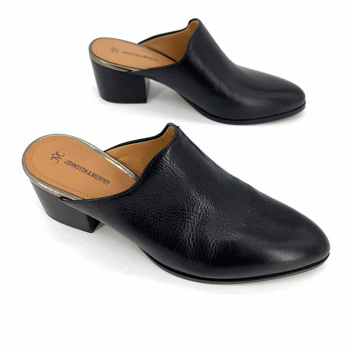 Shoe Size 8.5 JOHNSTON & MURPHY Black Leather Mules