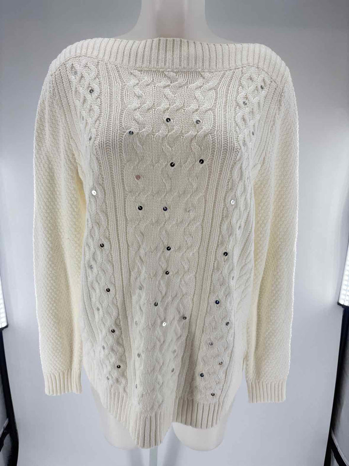 Size L KIM ROGERS White Knit Sweater