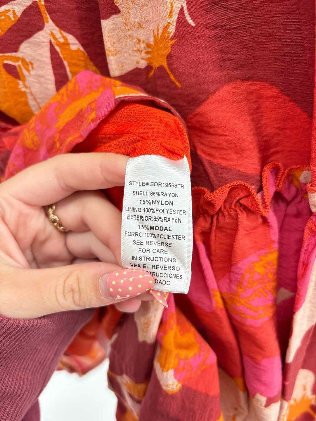 Size M FABRIK Red Print Dress