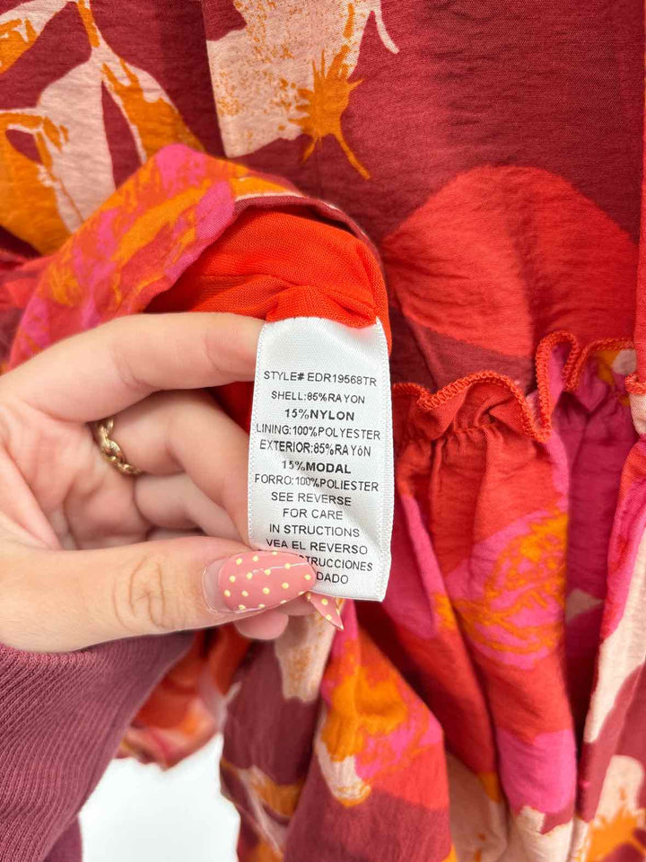 Size M FABRIK Red Print Dress
