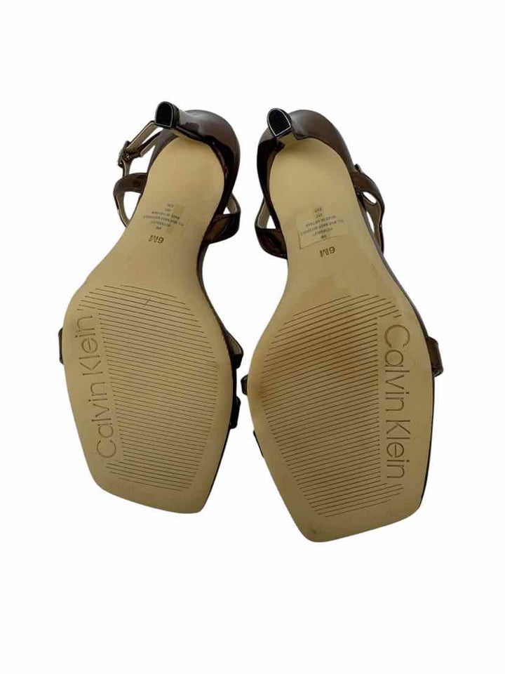 Shoe Size 6 Calvin Klein Bronze PATENT Sandals
