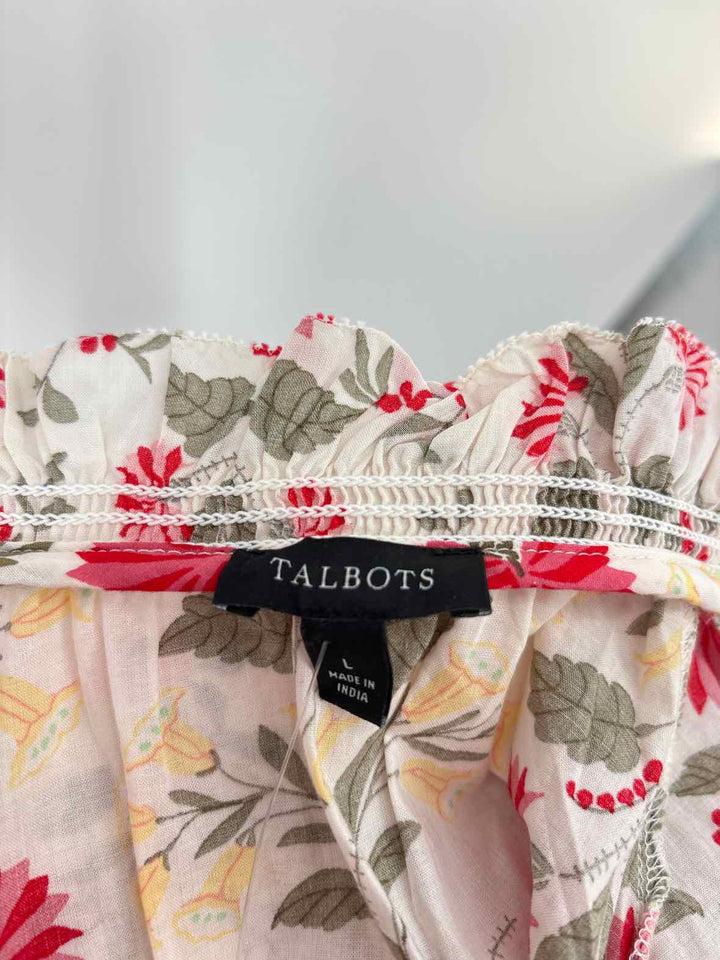 Size L Talbots White Print Shirt