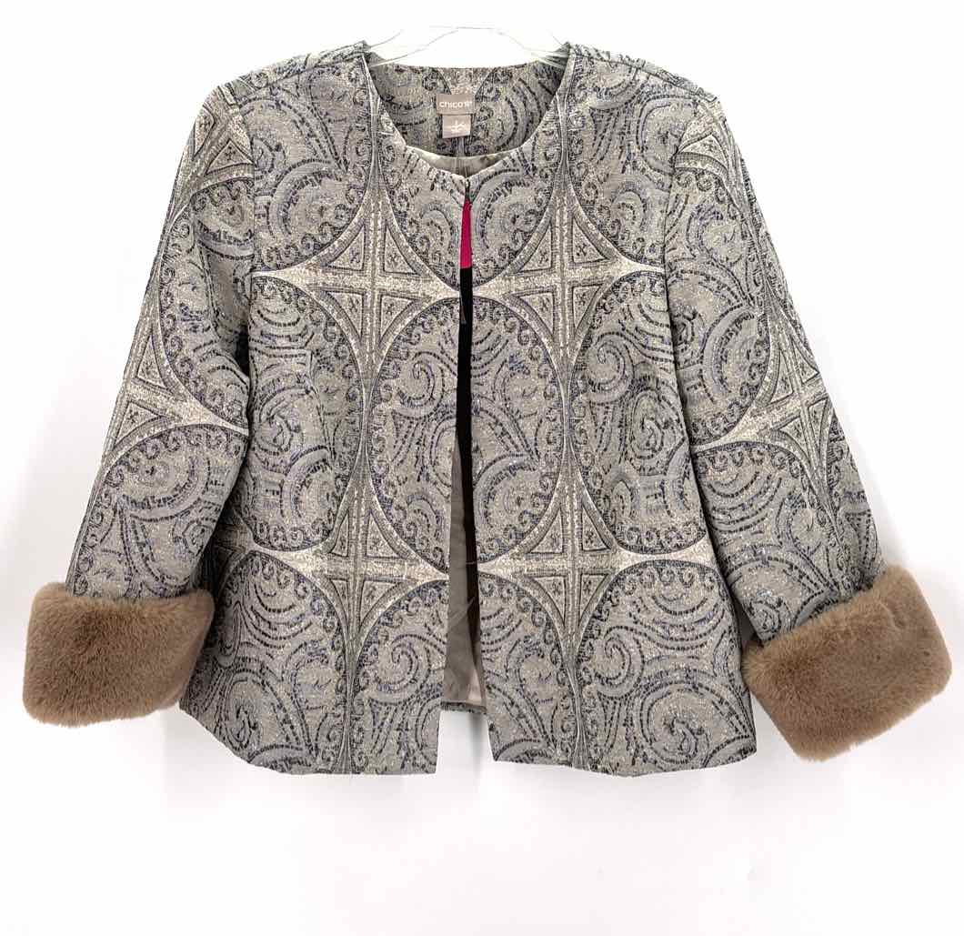 Size L Chico's Blue Sateen Blazer