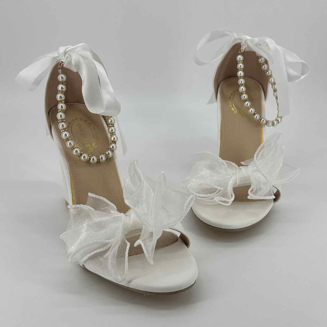 Shoe Size 39 White Satin Heels