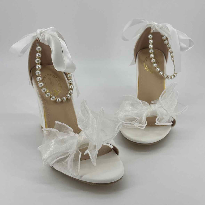 Shoe Size 39 White Satin Heels