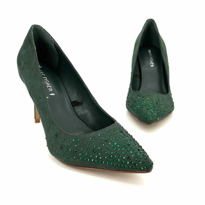 Shoe Size 8 MARC FISHER Green Rhinestone Pumps