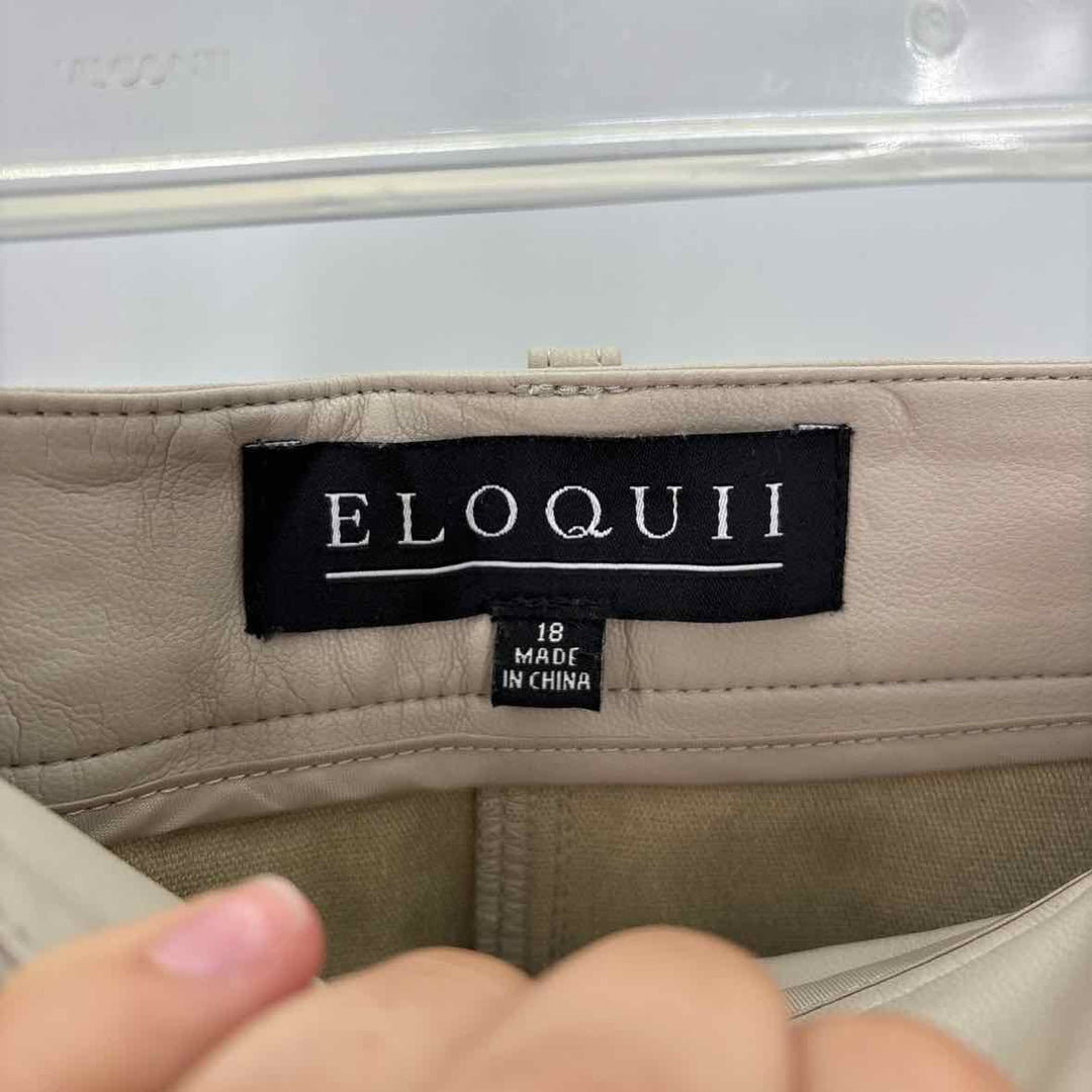 Size 18 ELOQUII Beige Faux Leather Skirt
