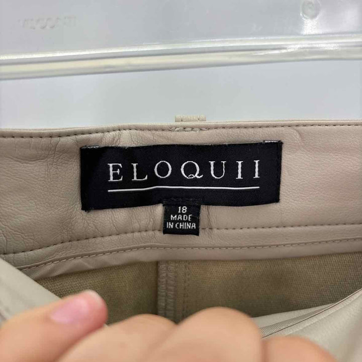 Size 18 ELOQUII Beige Faux Leather Skirt