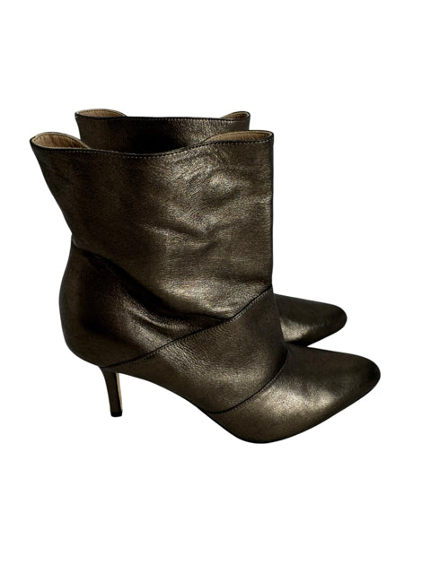 Shoe Size 35.5 OSCAR DE LA RENTE Silver Leather Boots