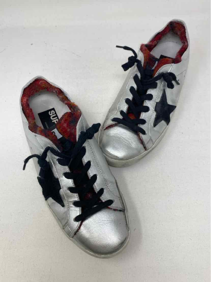 Shoe Size 38 GOLDEN GOOSE Silver Leather Luxury - Sneakers