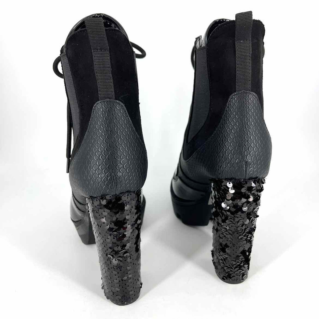 Shoe Size 10 Black Sequined Boots