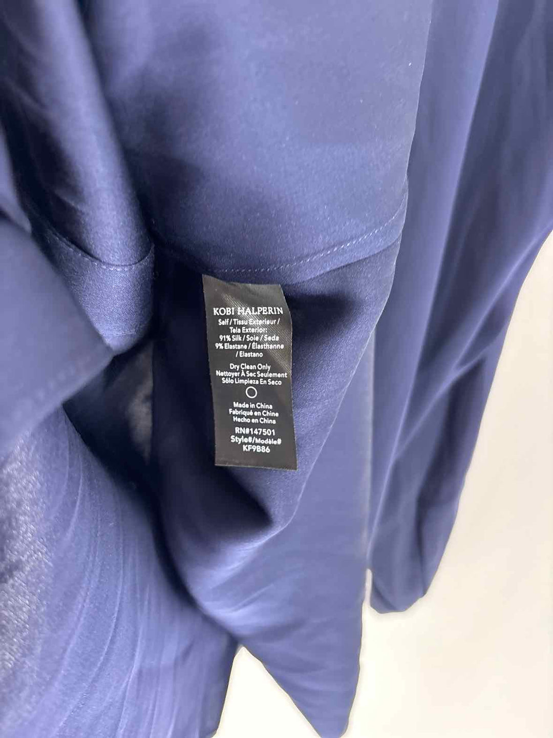 Size L KOBI HALPERIN Navy Sateen Shirt