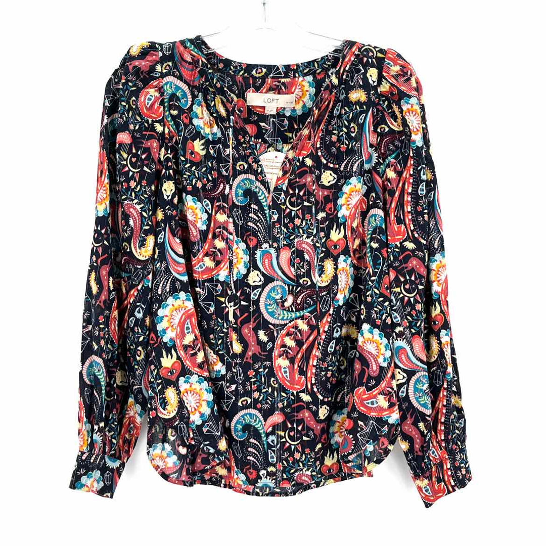 Size S LOFT Navy Print Shirt