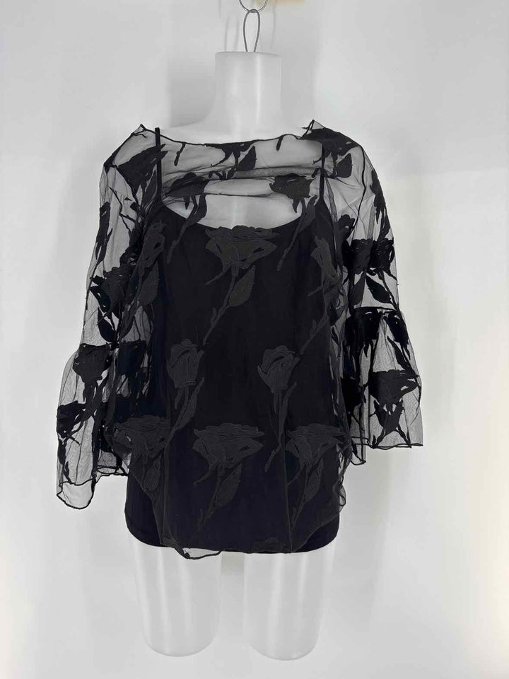 Size M ALBERTO MAKALI Black Lace Shirt