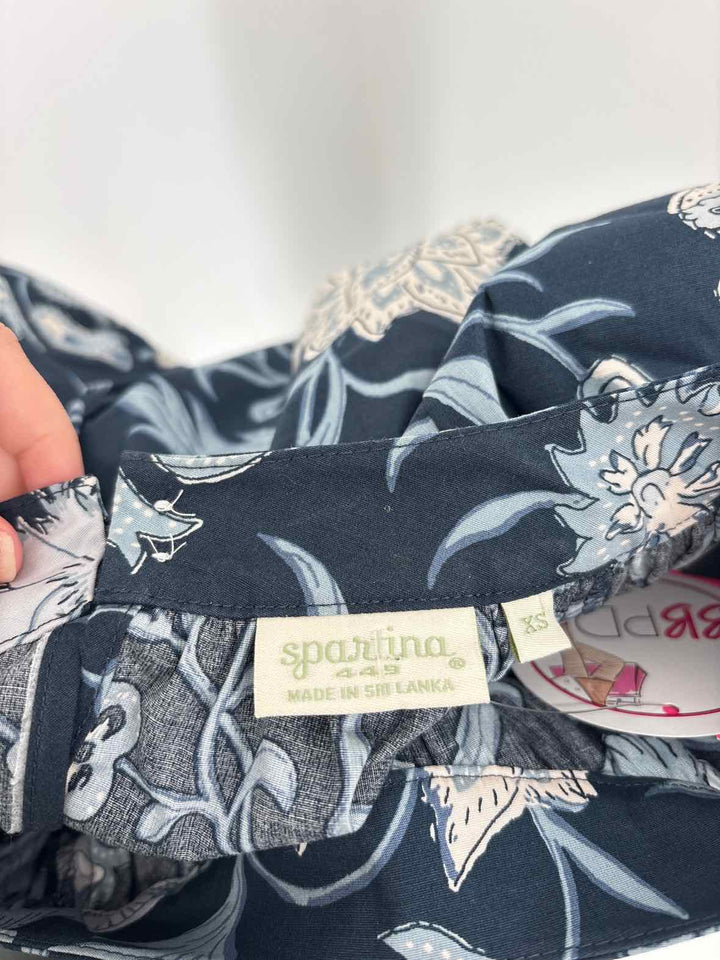 Size XS SPARTINA Navy Print Shirt