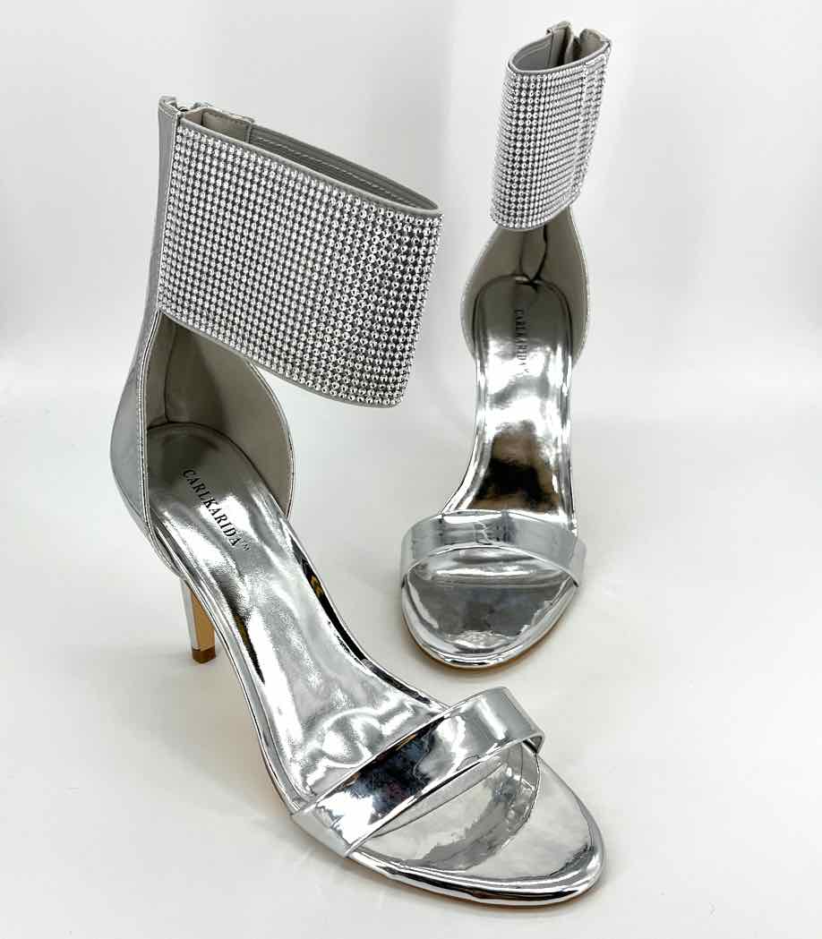 Shoe Size 11 Silver Rhinestone Heels