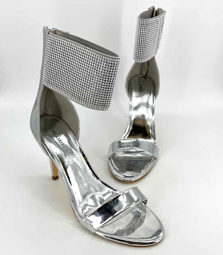 Shoe Size 11 Silver Rhinestone Heels