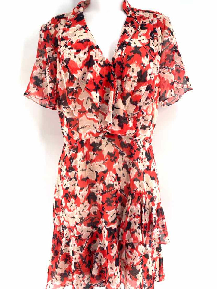 Size 10 REISS Red Print Dress