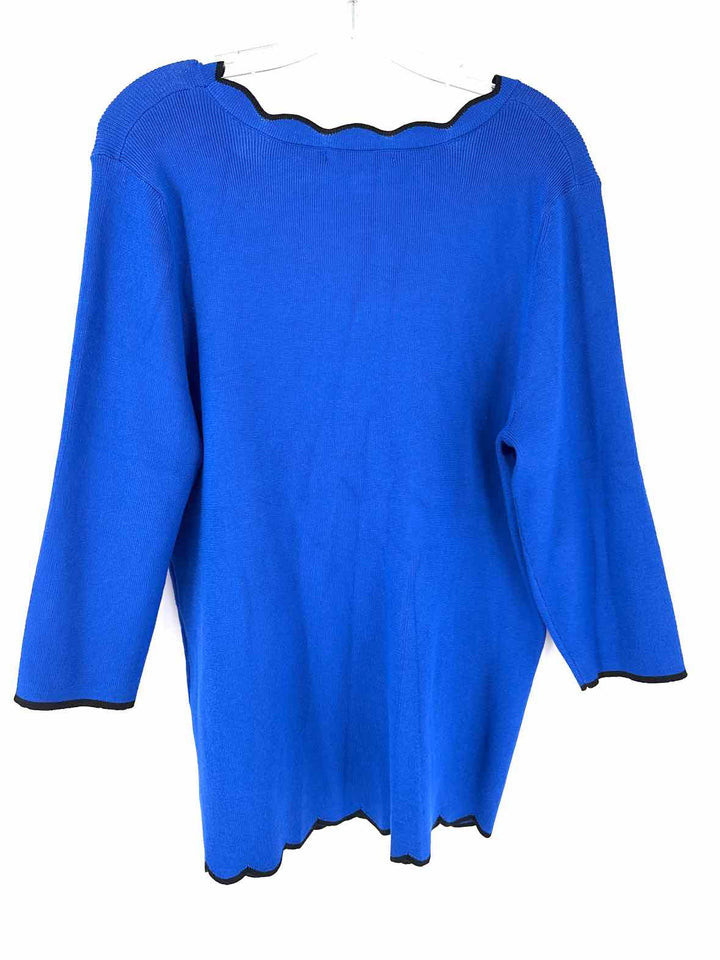 Size 1X CABLE & GAUGE Blue Knit Sweater