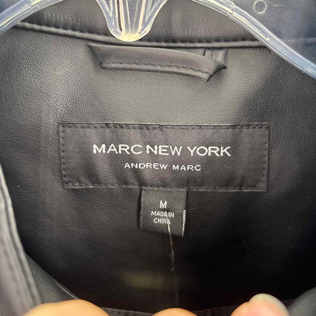 Size M Andrew Marc Black Faux Leather Jacket
