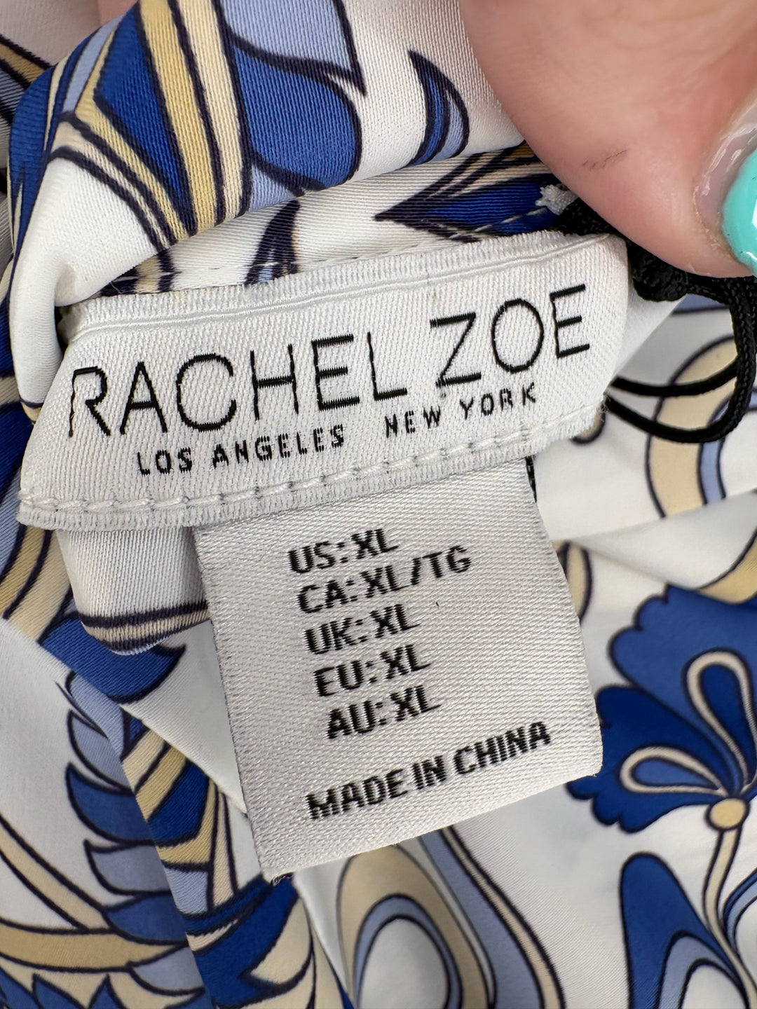 Size L RACHEL ZOE Blue Print Shirt
