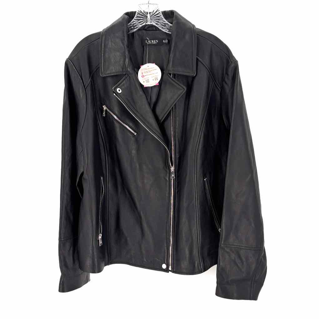 Size 2X RALPH LAUREN Black Leather Jacket
