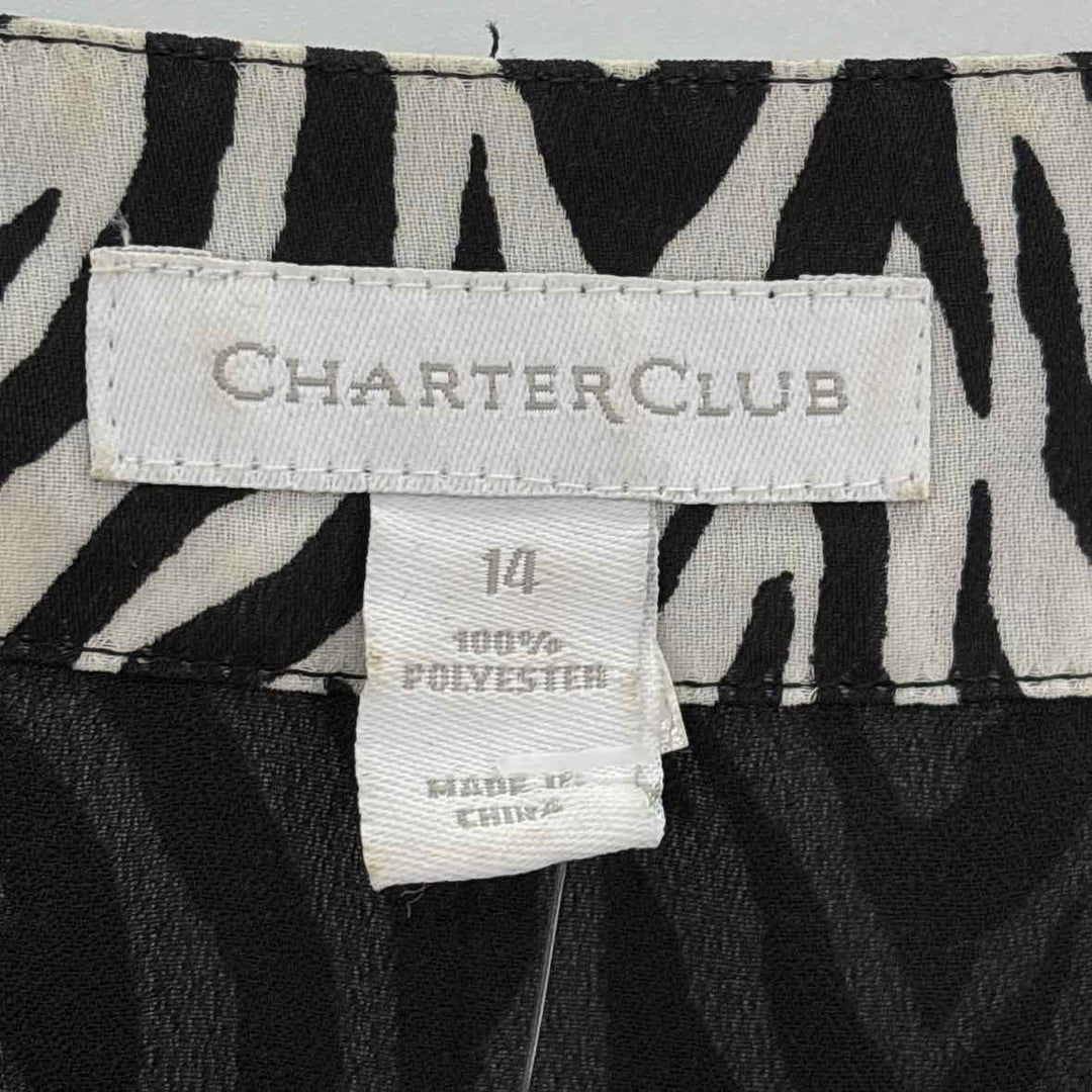 Size 14 CHARTER CLUB Black Print Shirt