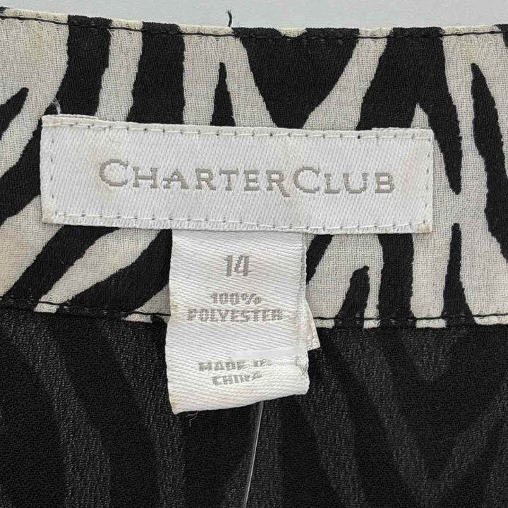 Size 14 CHARTER CLUB Black Print Shirt
