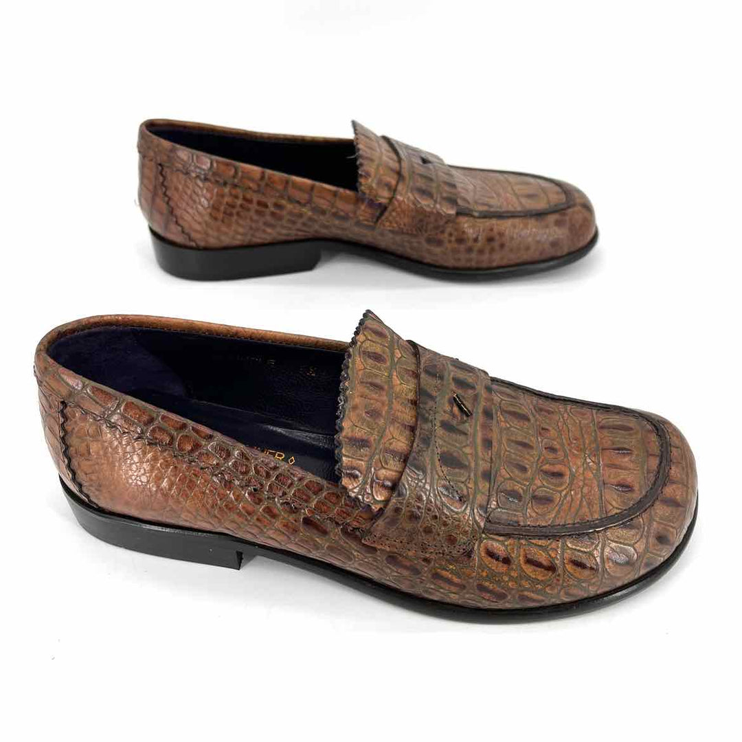 Shoe Size 5.5 DONALD PLINER Brown Leather Loafers