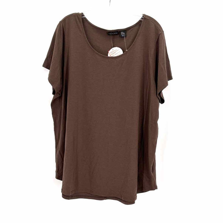 Size 3X TAHARI Brown Knit Cotton Shirt