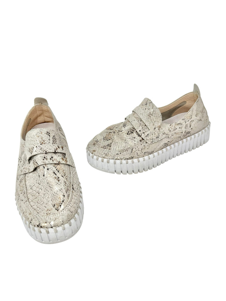 Shoe Size 38 ILSE JACOBSEN gray print Loafers