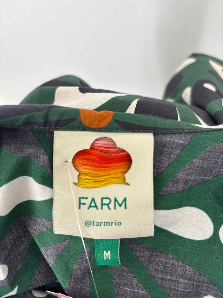 Size M FARM RIO Green Print Dress