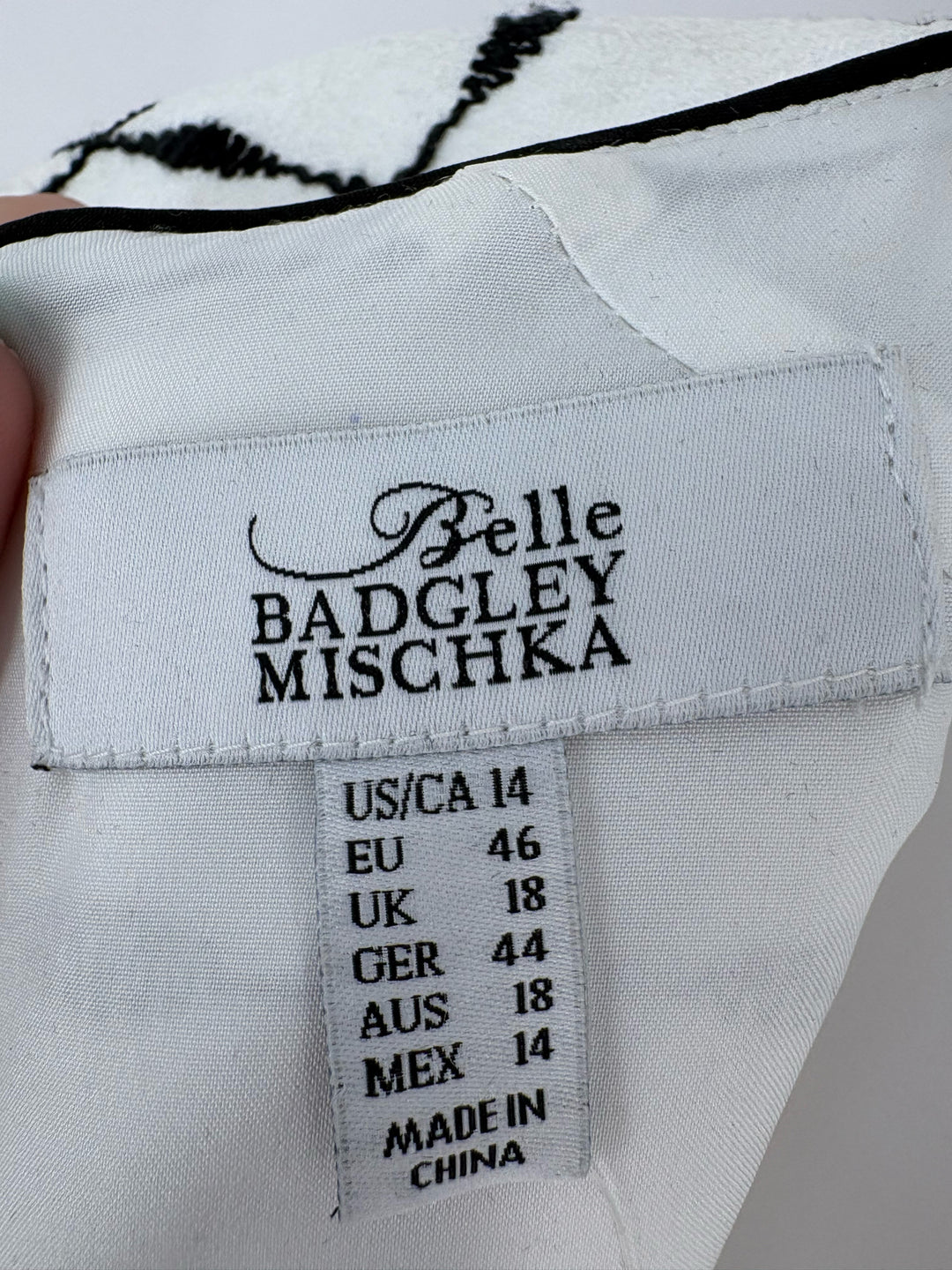 Size 14 Badgley Mischka Black/White Dress