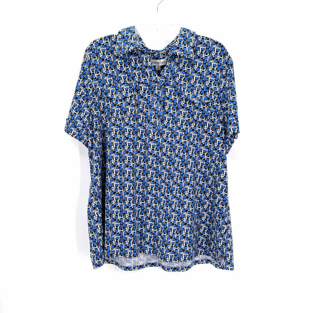 Size 2X Blue Print Shirt