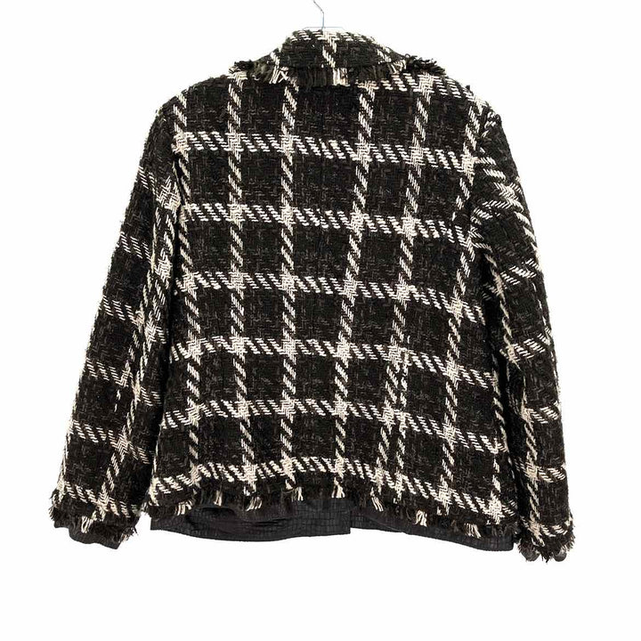 Size L Chico's Multi-Color Tweed Faux Leather Coat