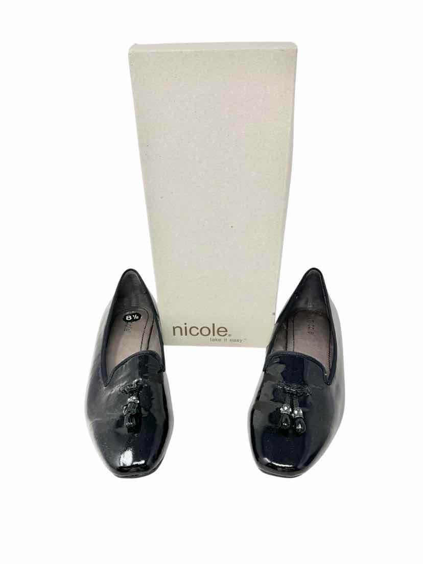 Shoe Size 8.5 NICOLE Black PATENT Flats