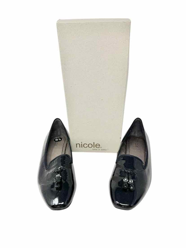 Shoe Size 8.5 NICOLE Black PATENT Flats