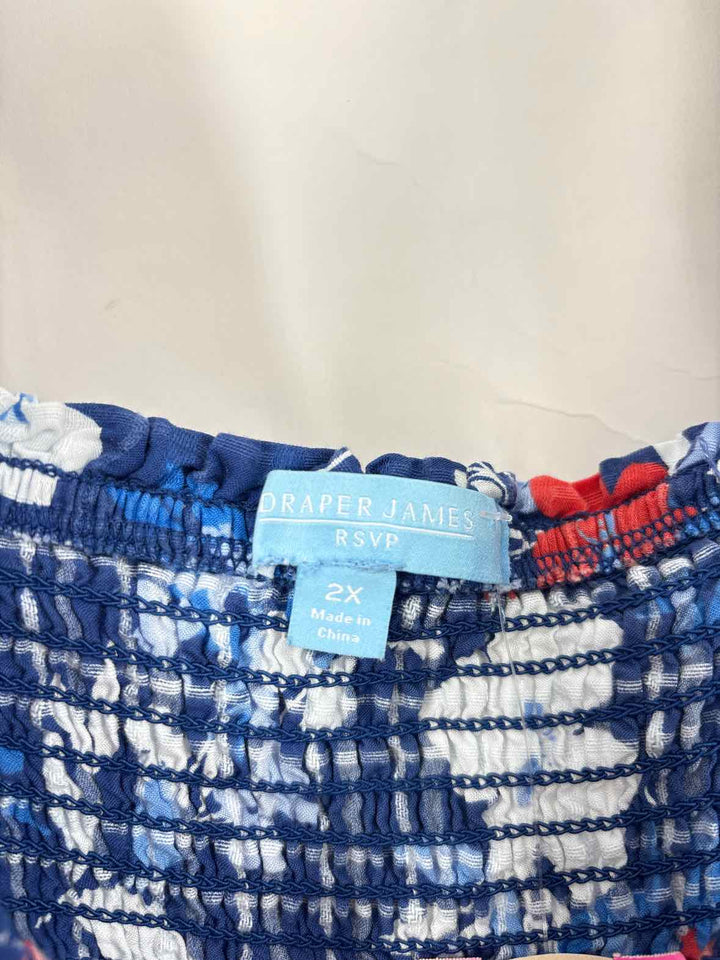 Size 2X DRAPER JAMES Blue Print Dress