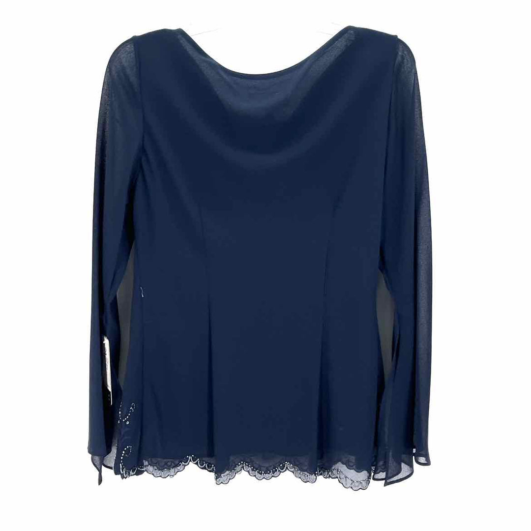 Size 12 Sandra Darren Navy Chiffon Sequined 2 PC Dress